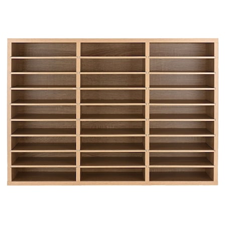 Adiroffice Adjustable Wooden Mail Sorter with 27 Compartments and Removable  Shelves.  In Medium Oak ADI201-01-MEO-MK